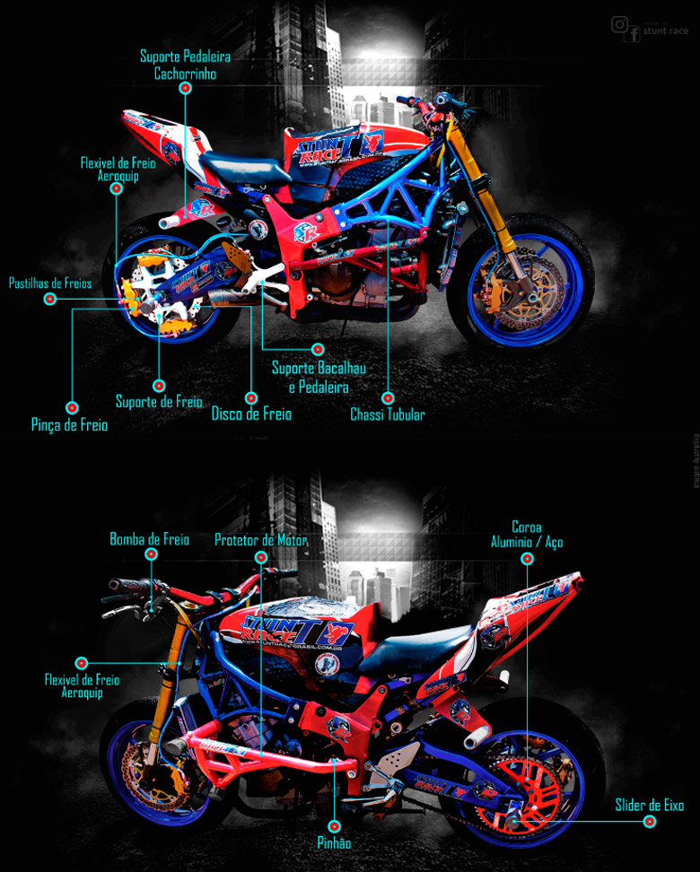 COMPARAÇÃO DO PROTETOR DE MOTOR STUNT RACE VS RÉPLICA *minha